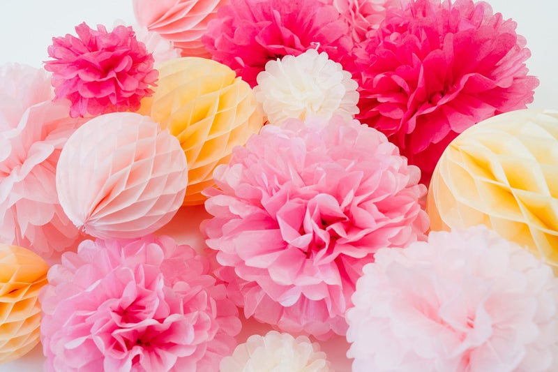 PapaKit Deluxe Origami Large Wall Decoration Set (Assorted Paper Fans & Pom-poms) Birthday Party Baby Shower Wedding Event Decor | Creative Art Design (Sparking Pink Rose Blush, Deluxe 26 Piece Set) - Image 5